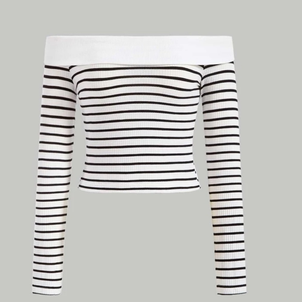 Striped Off Shoulder Tee